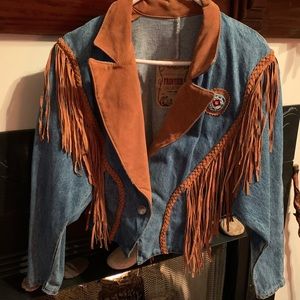 Vintage Frontier Collection Denim/Leather Jacket
